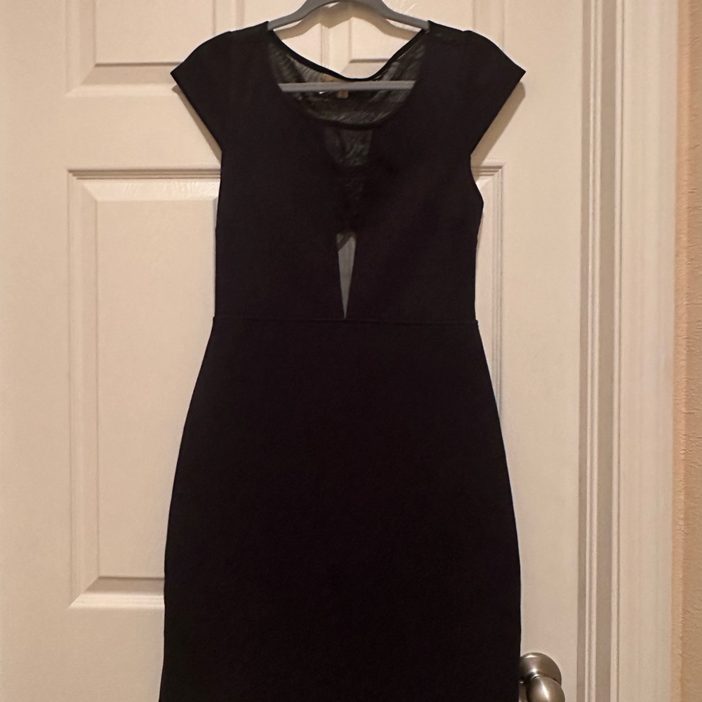 Black Mesh Cutout Scuba Dress